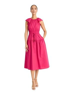 Maggy London Vivacious Pink‎ Tie Waist Midi Dress Sizes 10
